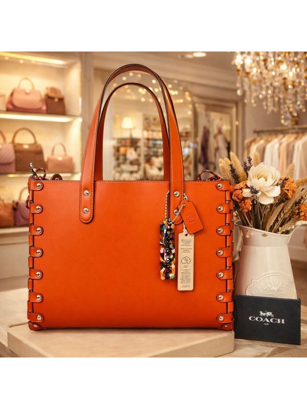 Coachtopia Coach Burn Orange Tote with Pouch Hand Shoulder Bag Fall Crossbody